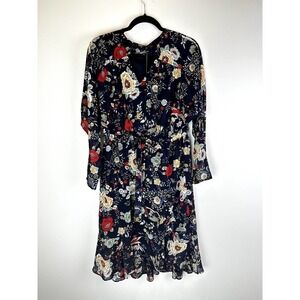 NWT Eva Franco (Anthropologie) Navy Floral Dress Size 6